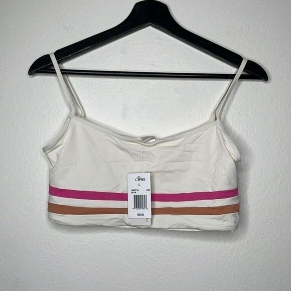 L*Space Womens Size Large Swimwear 'Ren' Bikini Top in Cream-Chestnut-Bubblegum - Picture 4 of 7